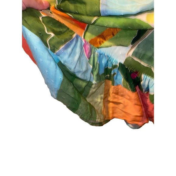 Anthropologie Farm Rio Tie-Waist Printed Dress Multi Palm size M - Picture 11 of 13